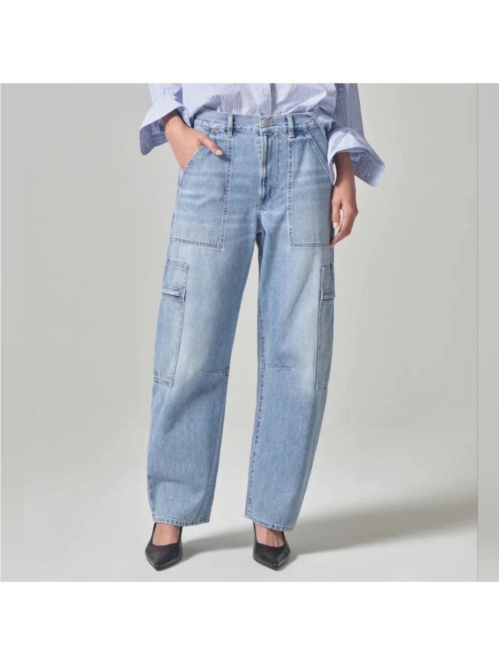 CITIZENS OF HUMANITY marcelle low slung cargo pants in cloud nine blue size 28